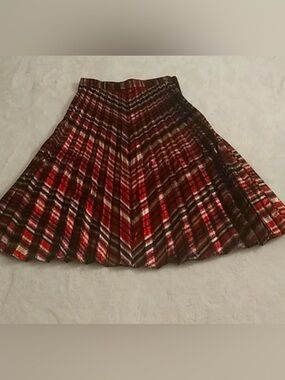 Zara Metallic Chevron Circle Skirt in Red and Black